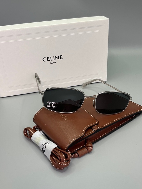 NWT Celine Silver Metal Rectangular Sunglasses with Black Lenses main image 5